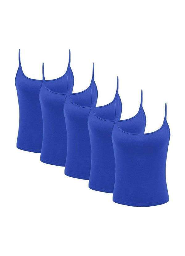 Pmc - Kit Atacado 5 Regatas de Alcinha Pmc Básica Feminina Azul