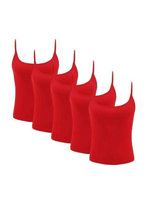 Pmc - Kit Atacado 5 Regatas de Alcinha Pmc Básica Feminina Vermelho