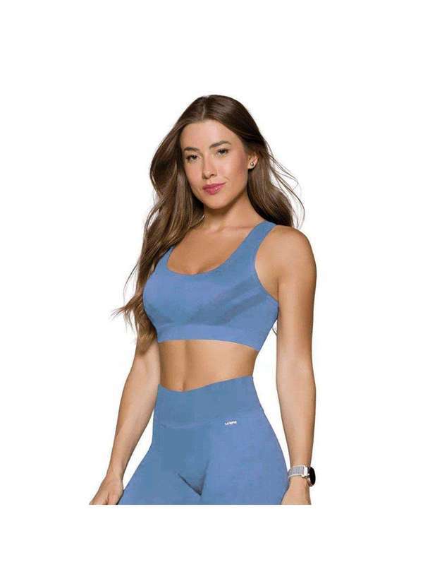 Selene - Top Cropped Selene sem Costura Feminino Azul