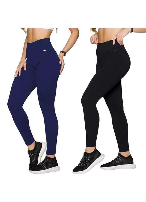 Selene - Kit 2 Calças Leggings Selene sem Costura Feminina Azul
