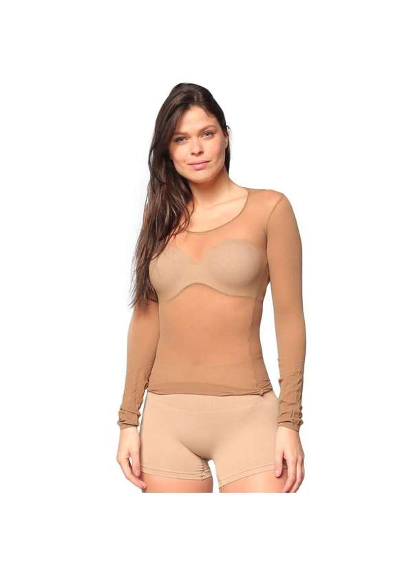 Selene - Camisa Selene Segunda Pele Manga Longa Feminina Bege