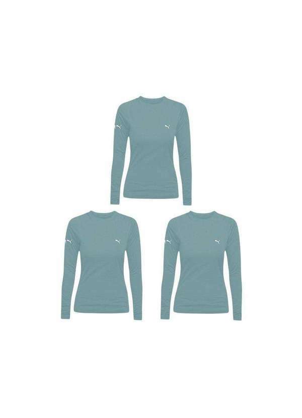Puma - Kit 3 Camisas Térmicas Puma Uv50manga Longa Feminina Azul