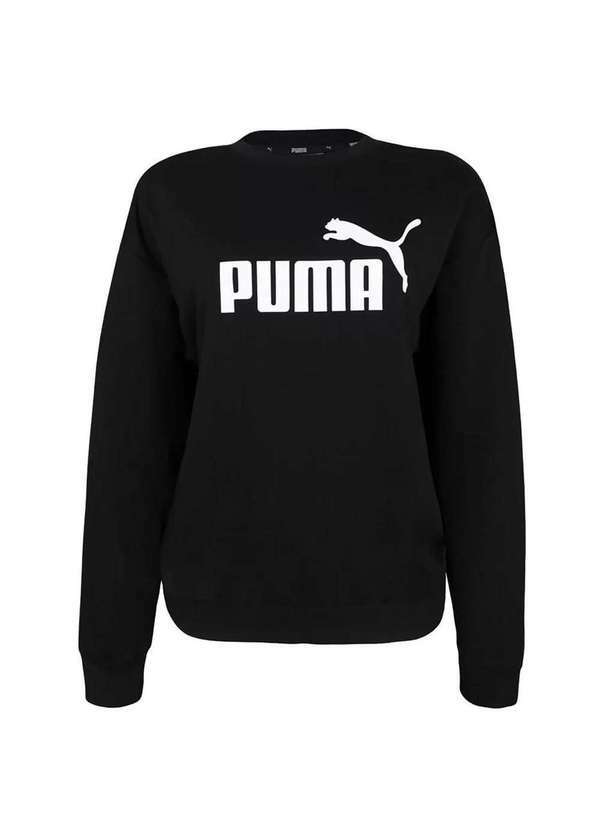 Puma - Blusa Moletom Puma Essentials Logo Crew Feminina Preto
