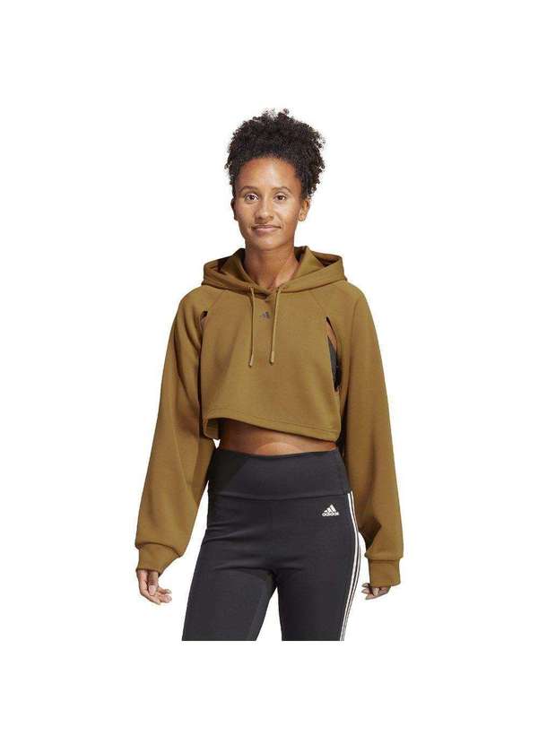 Moletom Cropped Adidas Hiit Aeroready Feminino Marrom Esporte Legal