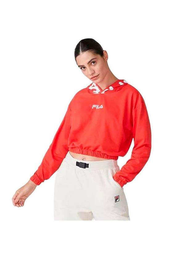Moletom Cropped Fila Letter Feminino Vermelho Esporte Legal
