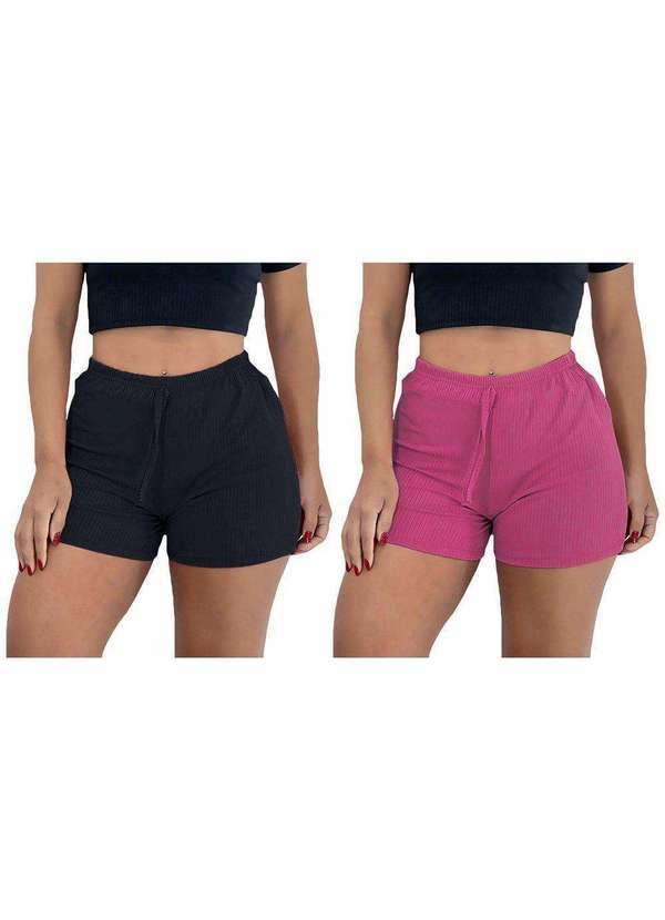 Pmc - Kit 2 Shorts Pmc Canelado Feminino Rosa