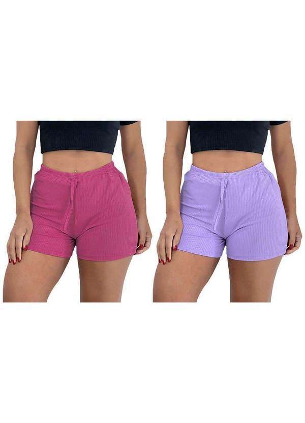 Pmc - Kit 2 Shorts Pmc Canelado Feminino Rosa