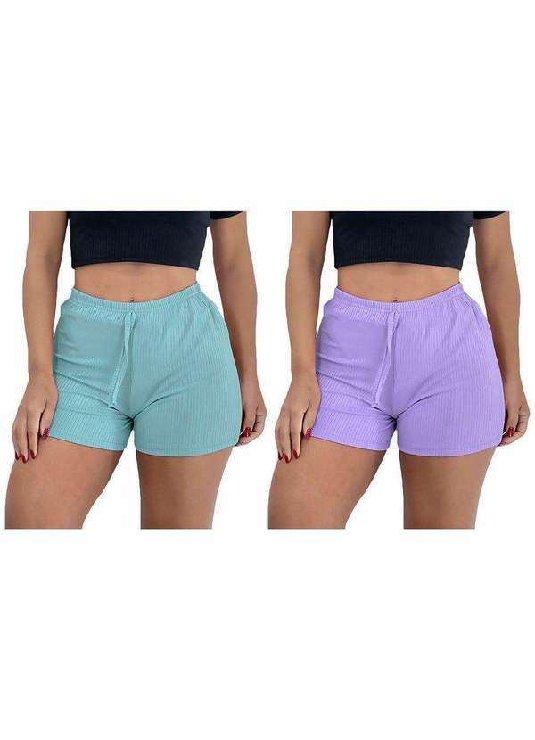 Pmc - Kit 2 Shorts Pmc Canelado Feminino Verde