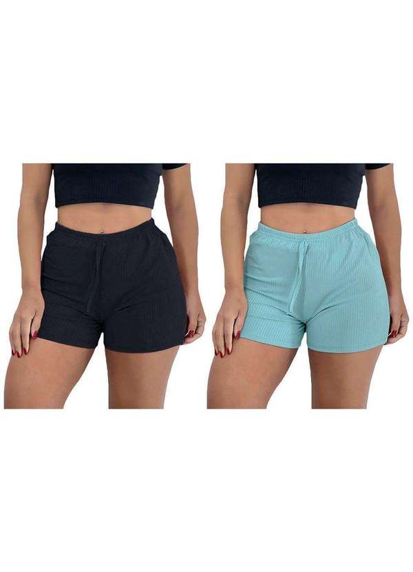 Pmc - Kit 2 Shorts Pmc Canelado Feminino Preto