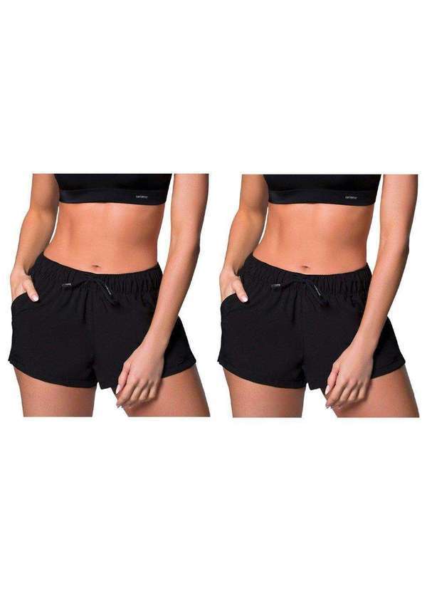 Selene - Kit 2 Shorts Selene Básico Feminino Preto