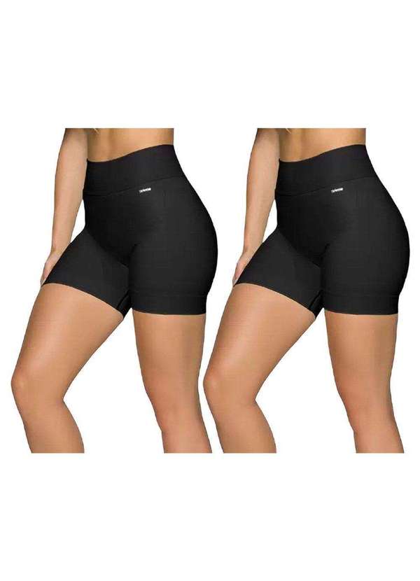 Selene - Kit 2 Shorts Selene sem Costura Feminino Preto 1