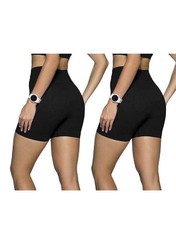 Selene - Kit 2 Shorts Selene sem Costura Feminino Preto 2