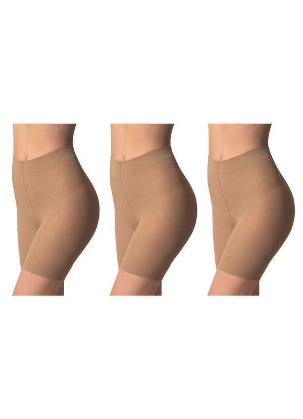 Selene - Kit 3 Shorts Selene Modelador Feminino Bege