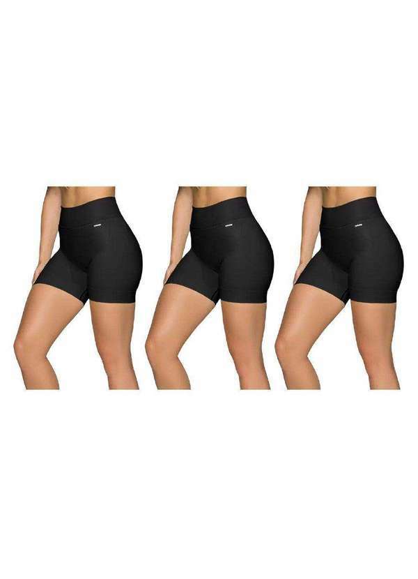 Selene - Kit 3 Shorts Selene sem Costura Feminino Preto