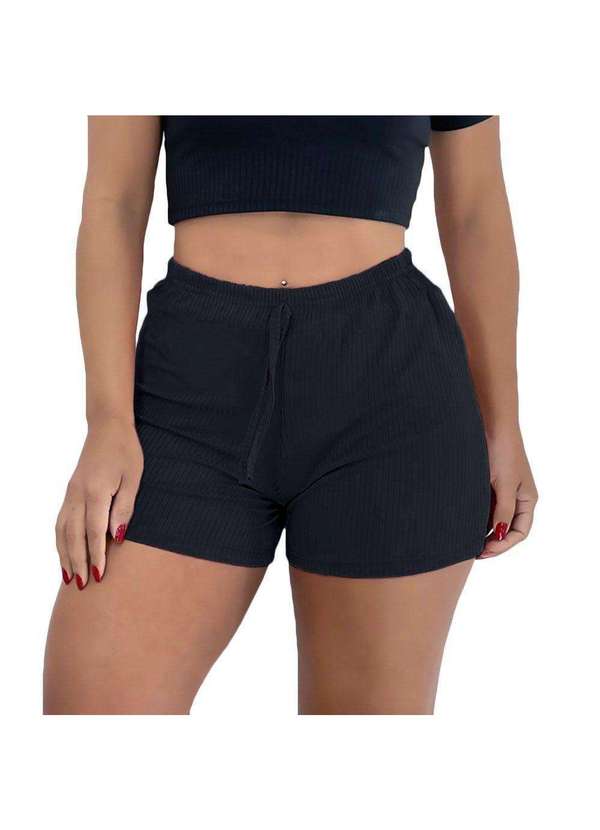 Pmc - Short Pmc Canelado Feminino Preto
