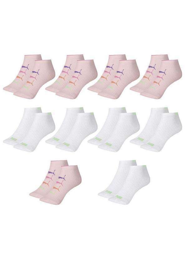 Puma - Kit 10 pares de Meias Puma Sapatilha Feminino Branco