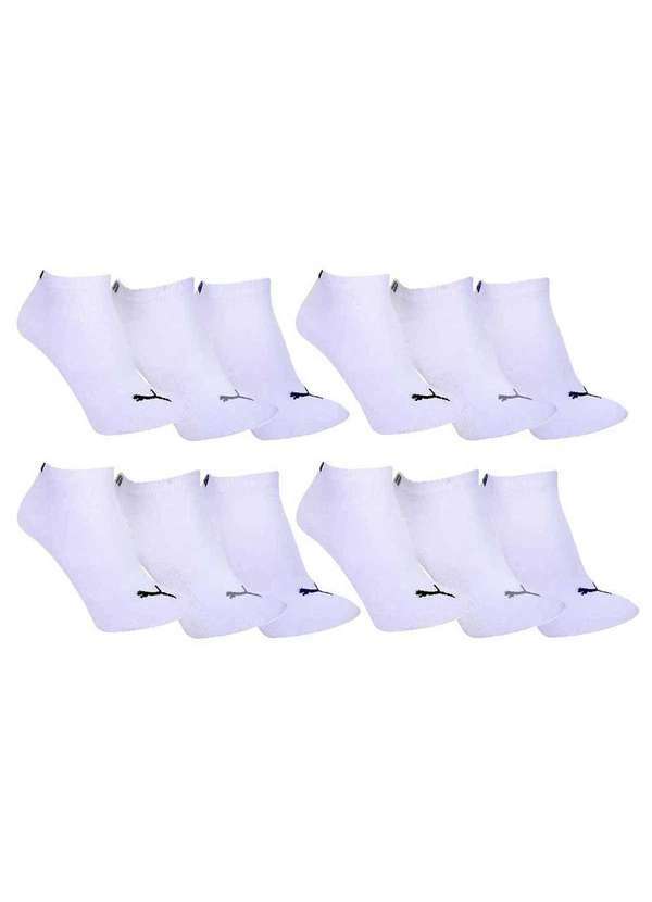 Puma - Kit 12 pares de Meia Puma Sapatilha Esportiva Branco