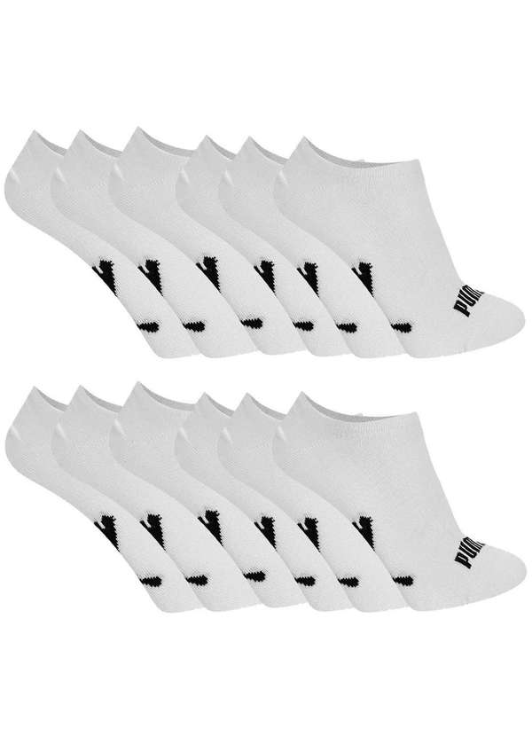 Puma - Kit 12 pares de Meia Puma Sapatilha Esportiva Branco