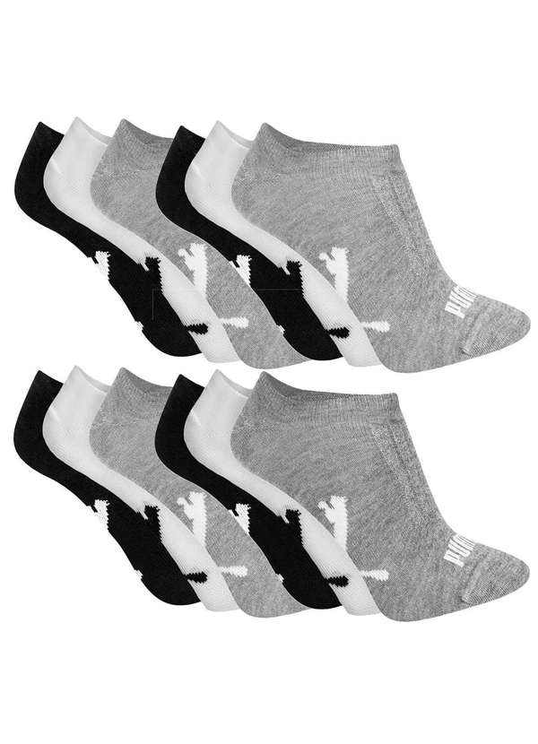 Puma - Kit 12 pares de Meia Puma Sapatilha Esportiva Cinza