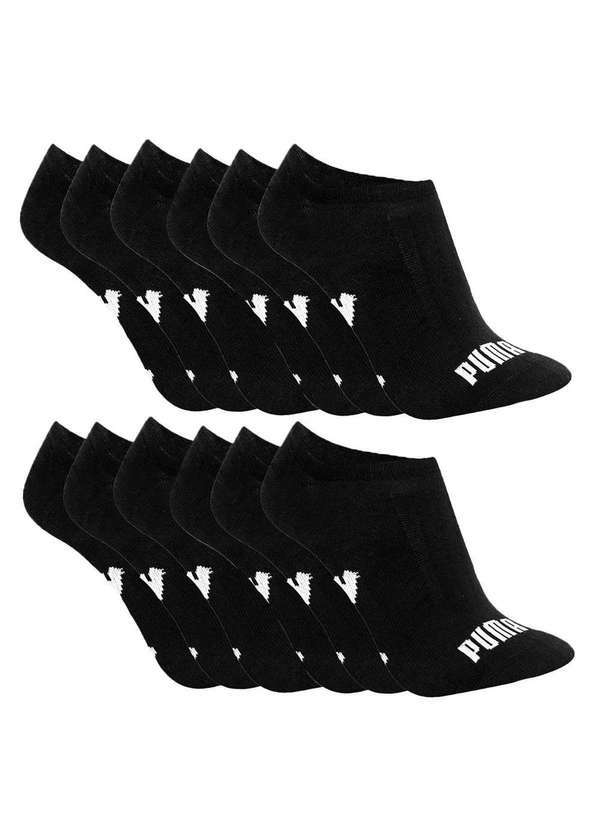 Puma - Kit 12 pares de Meia Puma Sapatilha Esportiva Preto
