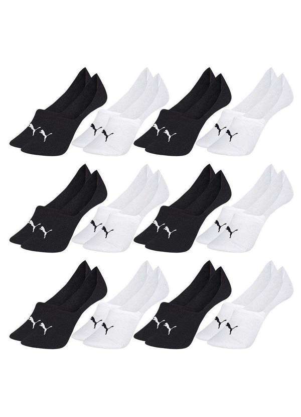 Puma - Kit 12 pares de Meias Puma Sapatilha Invisível Feminina Branco