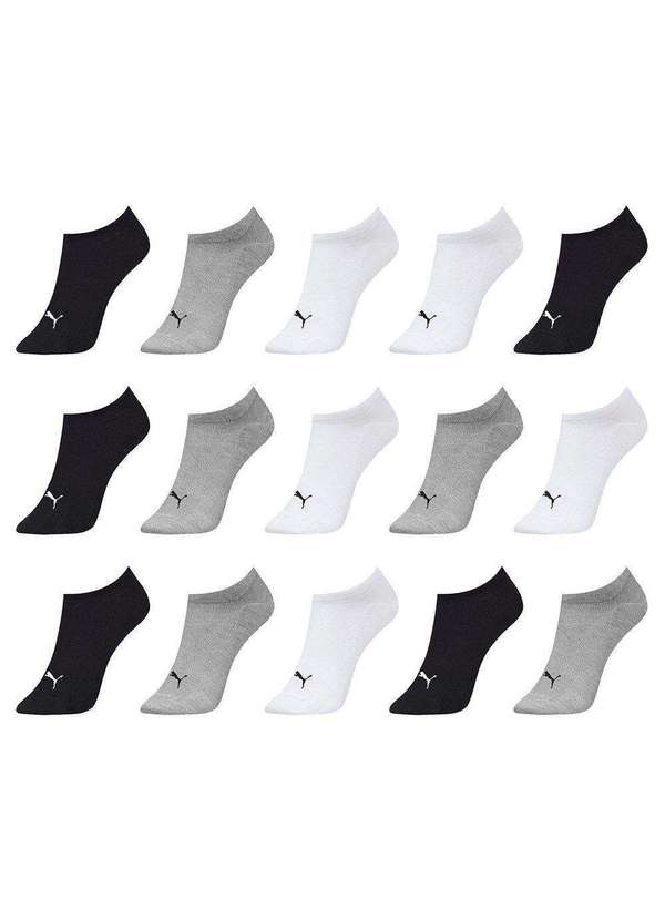 Puma - Kit 15 pares de Meias Puma Sapatilha Esportiva Feminina Preto