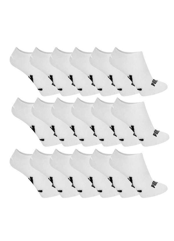 Puma - Kit 18 pares de Meias Puma Sapatinha Esportiva Feminino Branco
