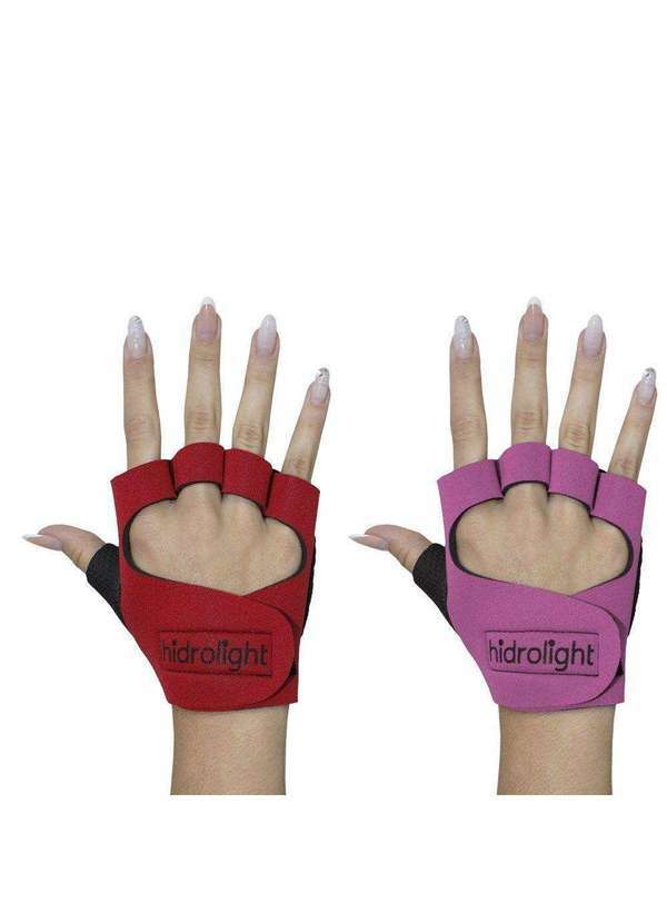 Hidrolight - Kit 2 pares de Luva de Musculação Hidrolight Neoprene Vermelho