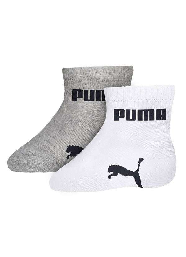 Puma - Kit 2 pares de Meia Puma Bebê Cano Baixo - Cinza e Branco Cinza