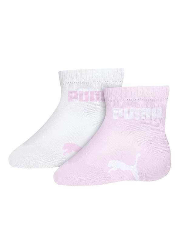 Puma - Kit 2 pares de Meia Puma Bebê Cano Baixo - Rosa e Branco Rosa