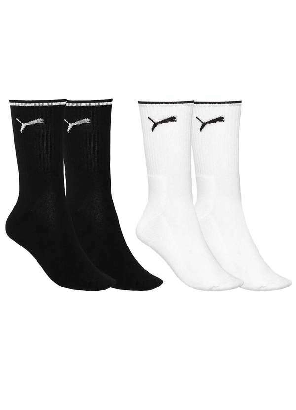 Puma - Kit 2 pares de Meia Puma Esportiva Cano Longo Masculina Preto