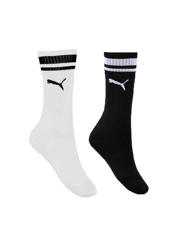 Puma - Kit 2 pares de Meias Puma Esportiva Cano Longo Masculino Branco