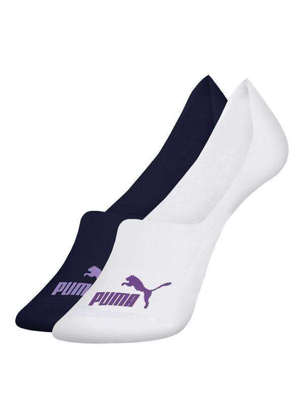 Puma - Kit 2 pares de Meias Puma Sapatilha Invisível Feminina Branco