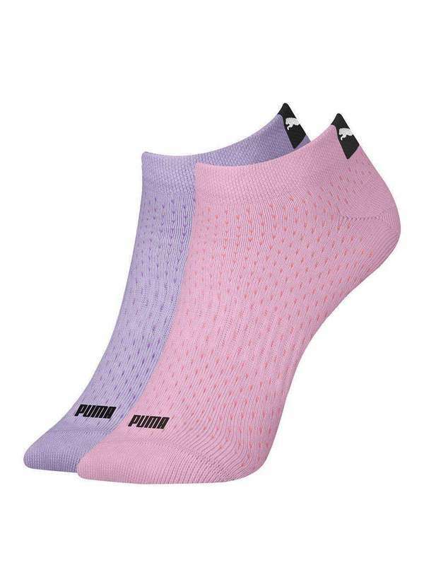 Puma - Kit 2 pares de Meias Puma Sapatilha Logo Feminina Rosa