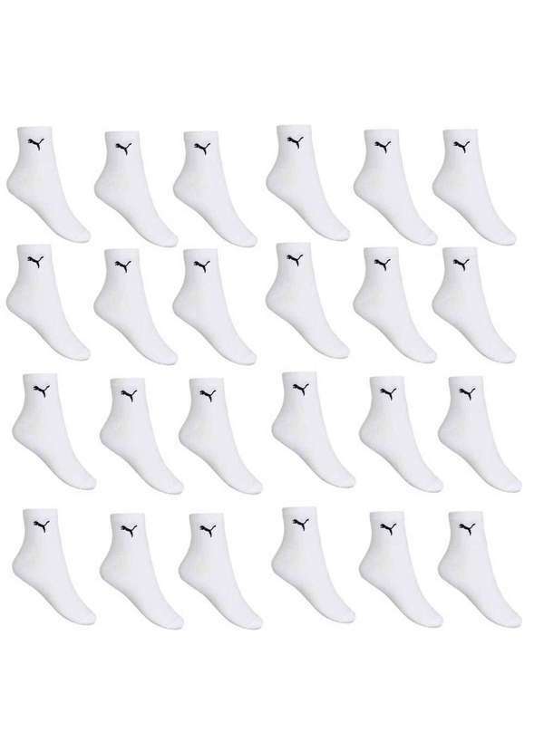 Puma - Kit 24 pares de Meia Puma Cano Médio Esportiva Branco