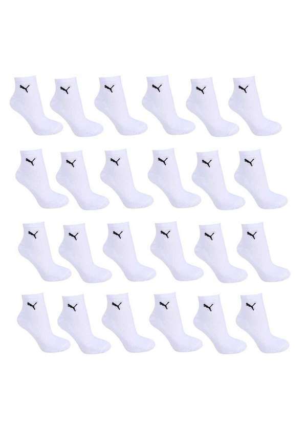 Puma - Kit 24 pares de Meia Puma Cano Médio Esportiva Branco