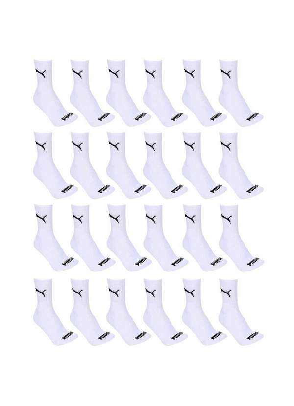 Puma - Kit 24 pares de Meia Puma Cano Médio Esportiva Branco