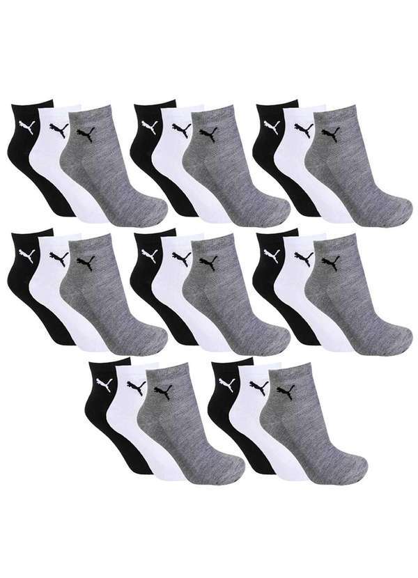 Puma - Kit 24 pares de Meia Puma Cano Médio Esportiva Feminino Cinza