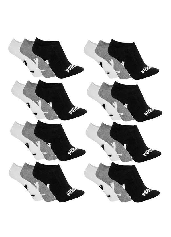 Puma - Kit 24 pares de Meia Puma Sapatilha Esportiva Cinza