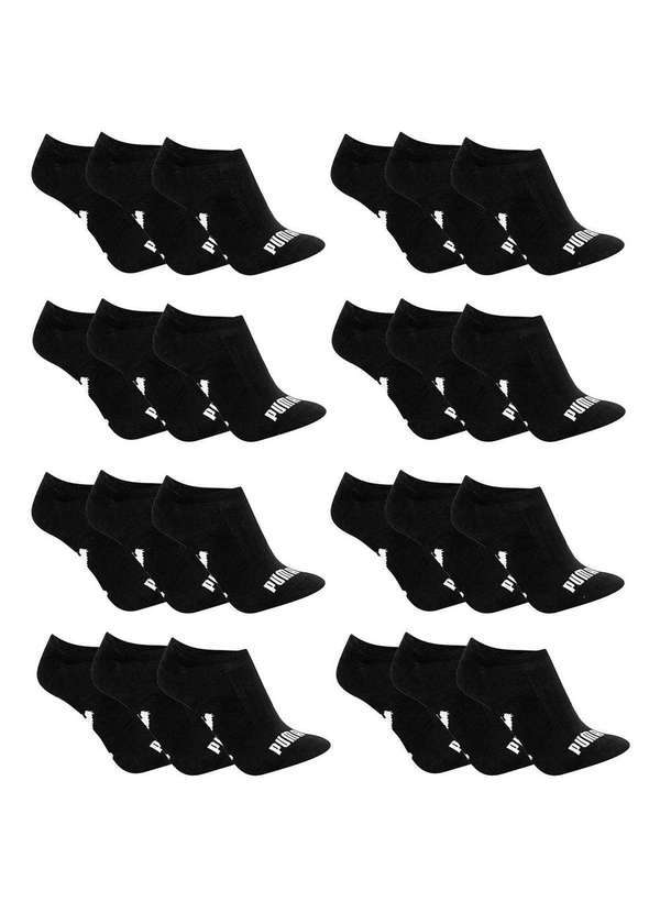 Puma - Kit 24 pares de Meia Puma Sapatilha Esportiva Preto