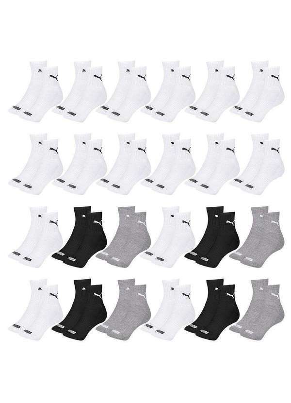 Puma - Kit 24 pares de Meias Puma Cano Médio Esportiva Masculino Branco