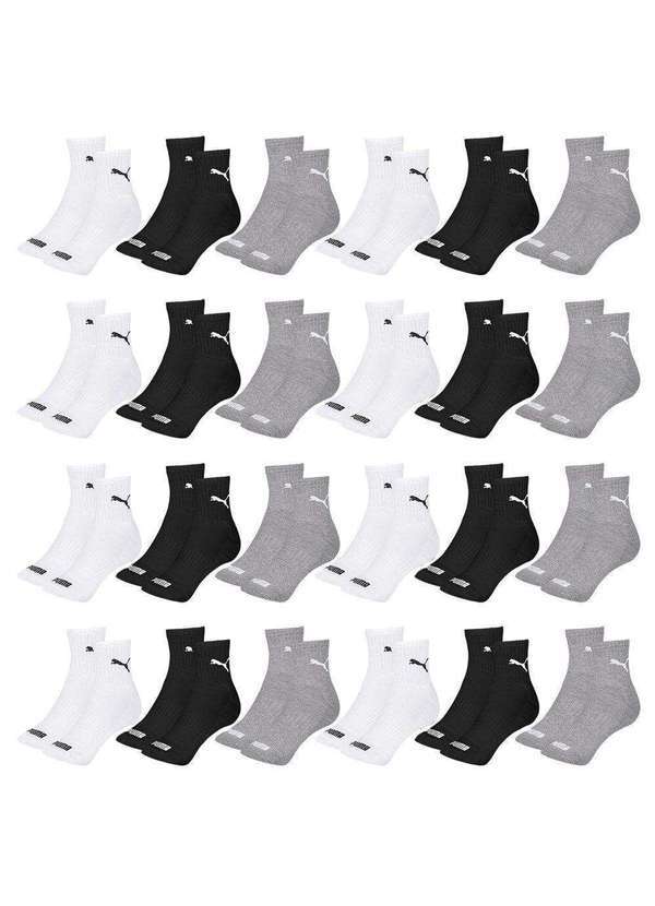 Puma - Kit 24 pares de Meias Puma Cano Médio Esportiva Masculino Cinza
