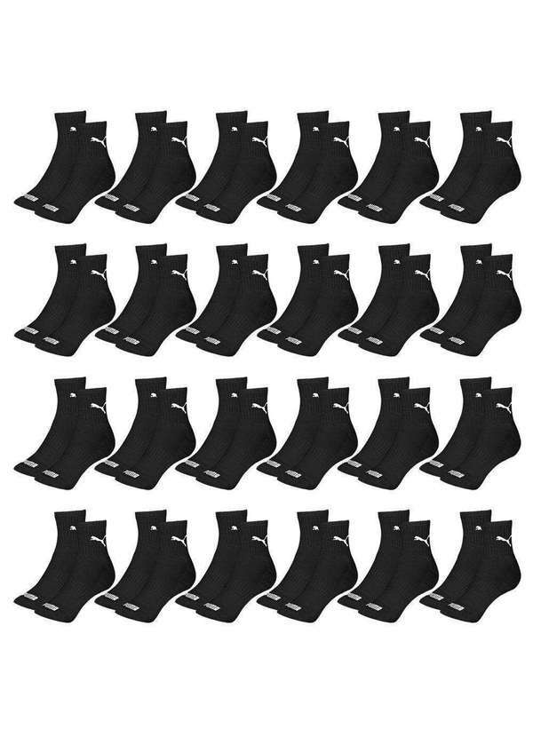 Puma - Kit 24 pares de Meias Puma Cano Médio Esportiva Masculino Preto