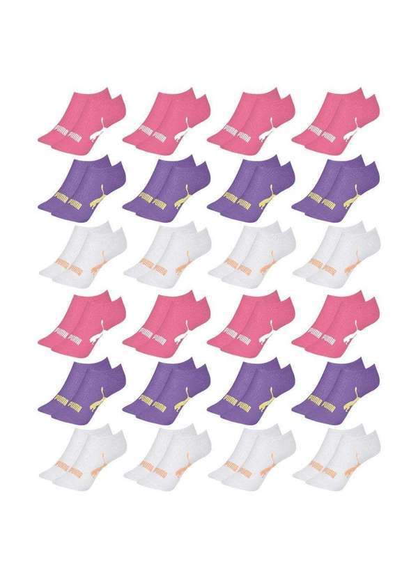 Puma - Kit 24 pares de Meias Puma Sapatilha Esportiva Feminino Rosa
