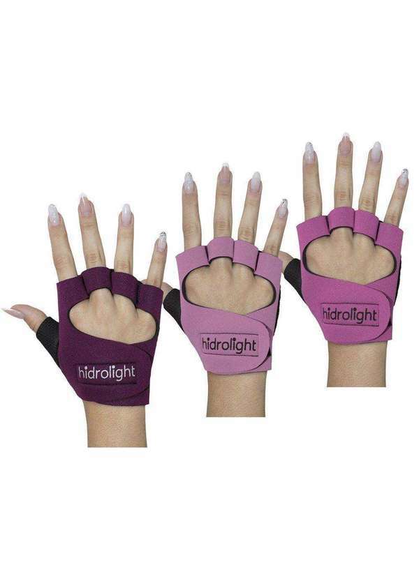 Hidrolight - Kit 3 pares de Luva de Musculação Hidrolight Neoprene Rosa