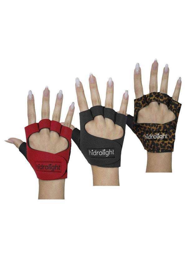 Hidrolight - Kit 3 pares de Luva de Musculação Hidrolight Neoprene Vermelho