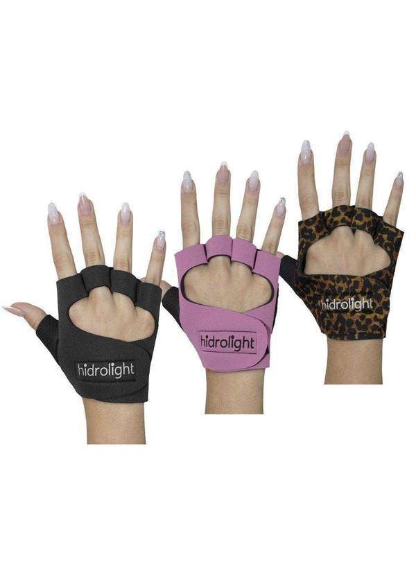 Hidrolight - Kit 3 pares de Luva de Musculação Hidrolight Neoprene Preto