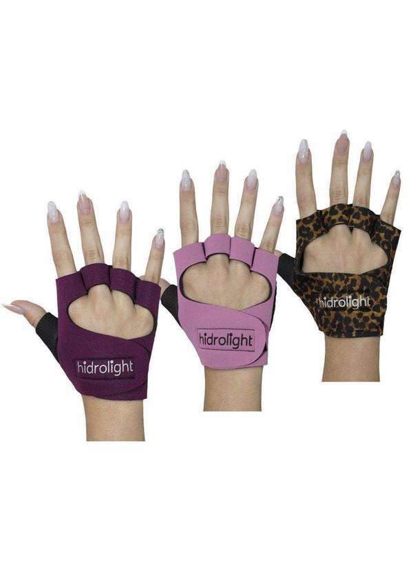 Hidrolight - Kit 3 pares de Luva de Musculação Hidrolight Neoprene Rosa