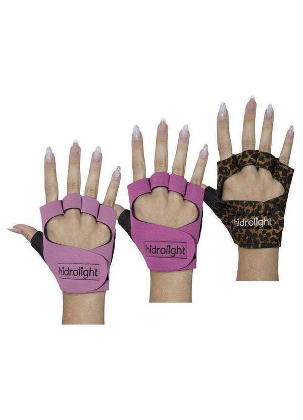 Hidrolight - Kit 3 pares de Luva de Musculação Hidrolight Neoprene Rosa