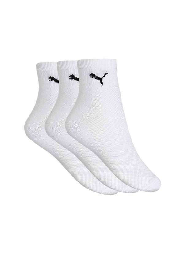 Puma - Kit 3 pares de Meia Puma Cano Médio Esportiva Branco